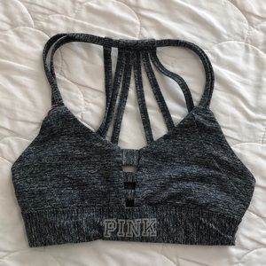 PINK Strappy Gray Sports Bra